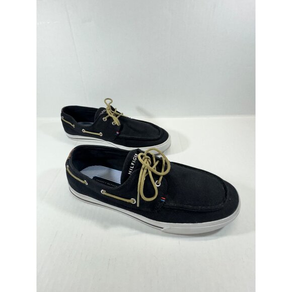 Tommy Hilfiger mens size 10.5 black Canvas Boat Shoes - Picture 12 of 16